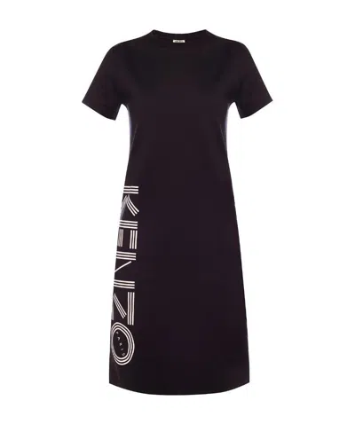 Kenzo Logo Printed Dress In Black