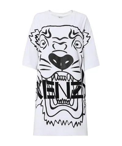 Kenzo Logo Printed Dress In White