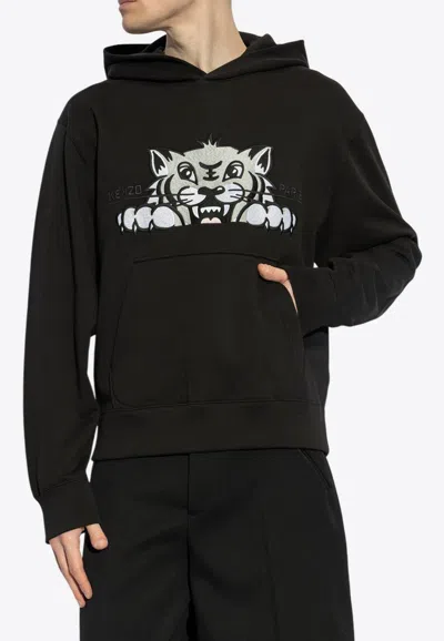 Kenzo Logo-printed Hooded Sweatshirt In Black