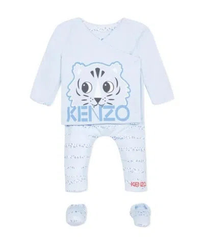 Kenzo Logo Printed Jumpsuit In Blue