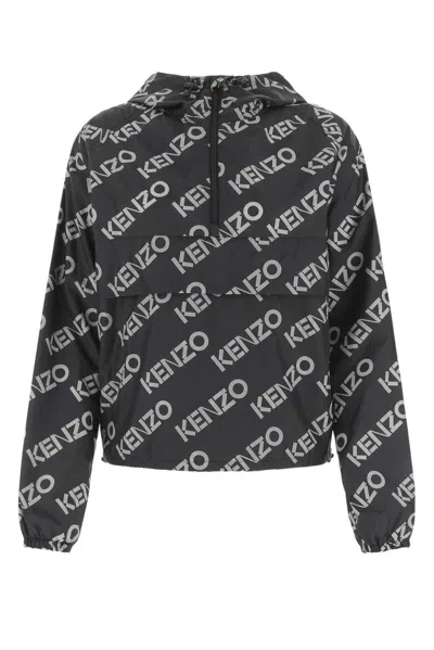 Kenzo Logo-printed Long-sleeved Jacket In Black
