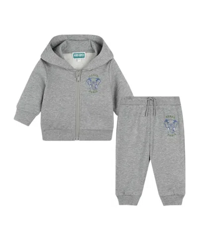 Kenzo Logo Printed Sports Suit In Gray