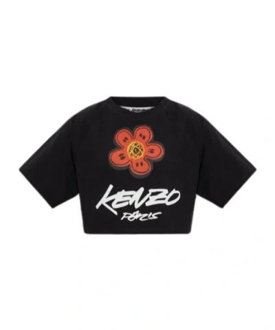 Kenzo Logo Printed T-shirt In Black