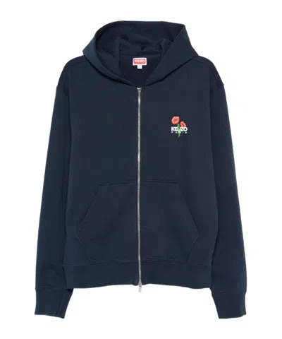 KENZO KENZO LOGO PRINTED ZIPPED HOODIE