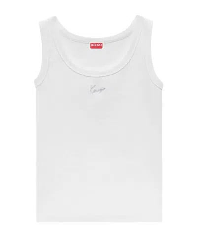 Kenzo Logo Ribbed Tank Top In White