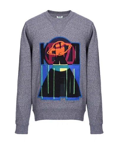 Kenzo Logo Round-necked Sweater In Gray
