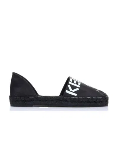 Kenzo Logo Satin Flats In Black