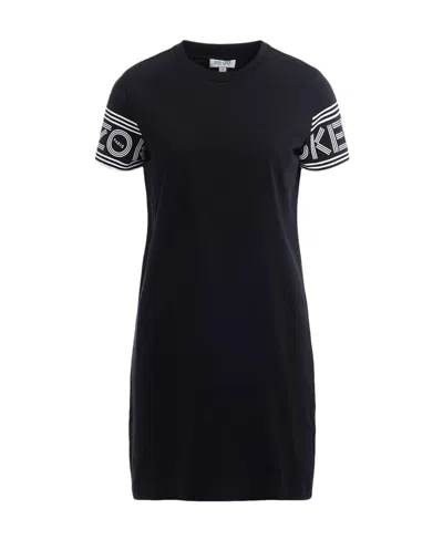 Kenzo Logo Sleeve T-shirt Dress In Black