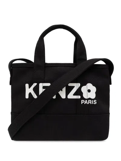 Kenzo Small Logo Canvas Tote Bag In Black