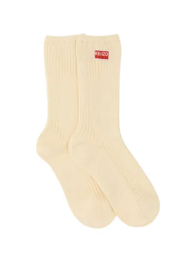 Kenzo Logo Socks In Neutral