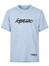 Kenzo Logo Printed Reversible Crewneck T-shirt In Blue
