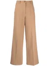 Kenzo Logo-tag Felted Wide-leg Trousers In Brown