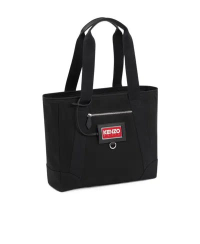 Kenzo Logo-tag Tote Bag In Black