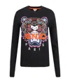 Kenzo Logo Tiger Head Embroidered Sweater In Black