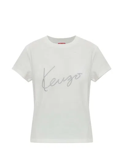 Kenzo White Cotton T-shirt In Gray