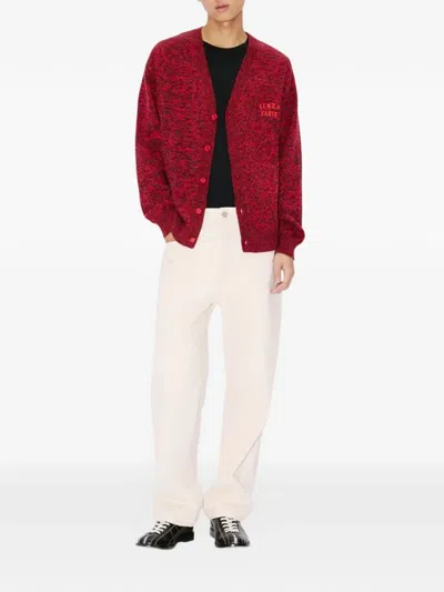 Kenzo Logo V-neck Cardigan In Red