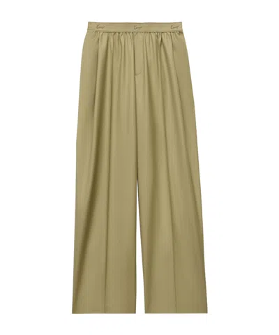 Kenzo Logo Waist Wide-leg Pants In Brown