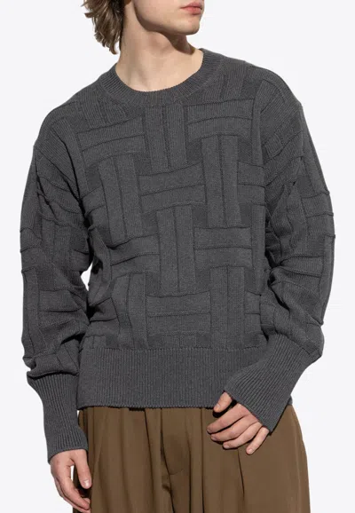 Kenzo Logo Weave Sweater In Gray
