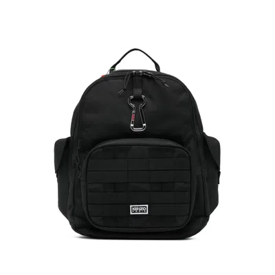 Kenzo Logo-embroidered Backpack In Black