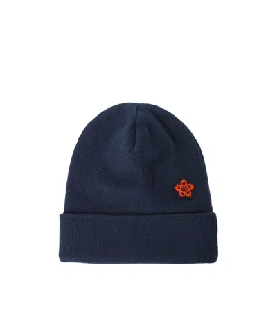 Kenzo Logo-embroidered Beanie In Blue