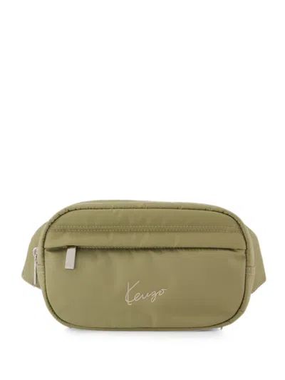 Kenzo Logo-embroidered Belt Bag In Green