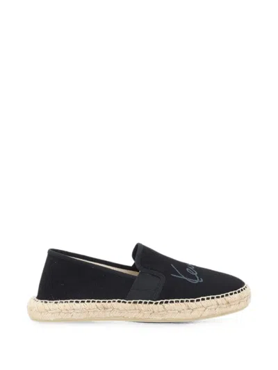 Kenzo Logo-embroidered Canvas Espadrilles In Black