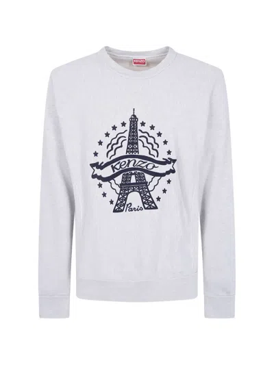 Kenzo Logo-embroidered Cotton Sweater In Grey