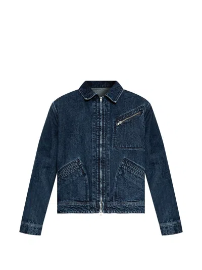 Kenzo Logo-embroidered Denim Jacket In Blue