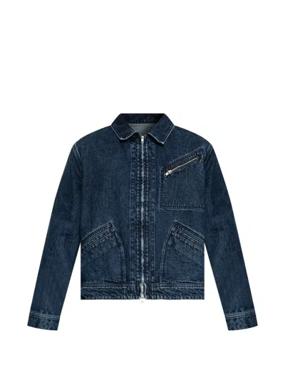 Kenzo Logo-embroidered Denim Jacket In Blue