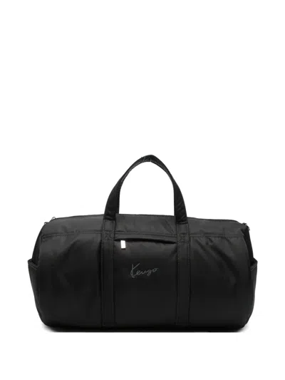 Kenzo Logo-embroidered Duffle Bag In Black