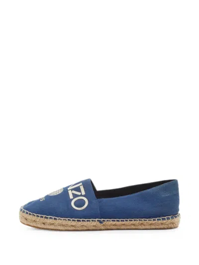 Pre-owned Kenzo Logo-embroidered Espadrilles In Blue
