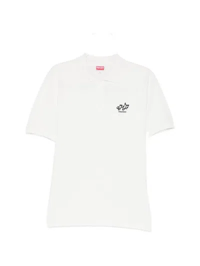 Kenzo Logo-embroidered Polo Shirt In White