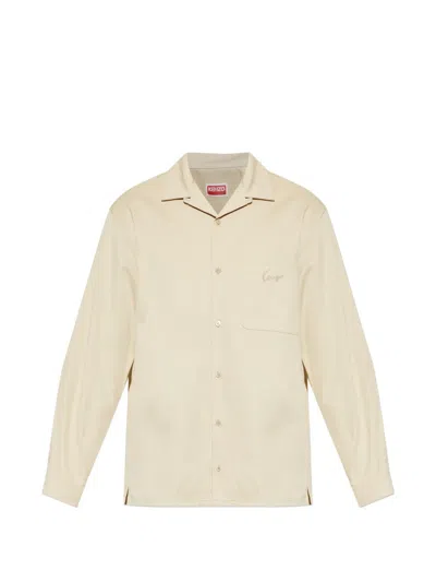 Kenzo Logo-embroidered Shirt In Neutral