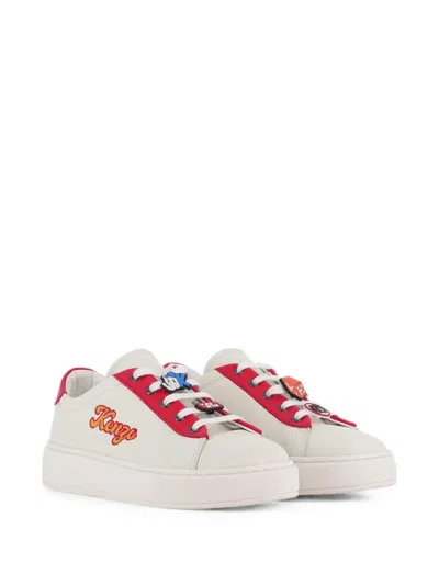 Kenzo Kids' Logo-embroidered Sneakers In White