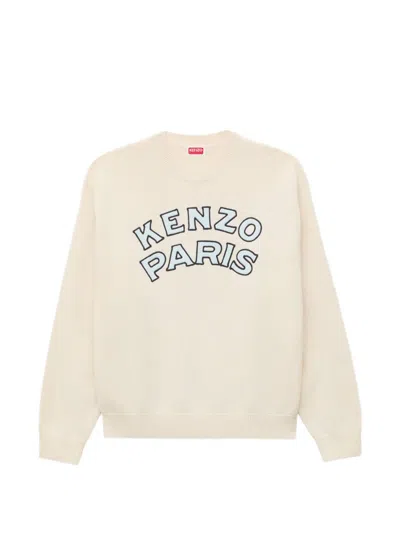 Kenzo Logo-embroidered Sweater In Neutral