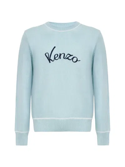 Kenzo Logo-embroidered Sweater In Blue