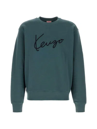 Kenzo Logo-embroidered Sweatshirt In Blue