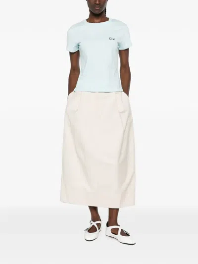Kenzo Logo-embroidered T-shirt In Blue