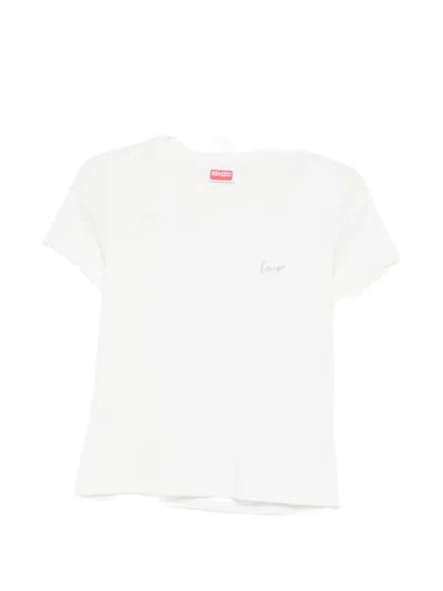 Kenzo Logo-embroidered T-shirt In White