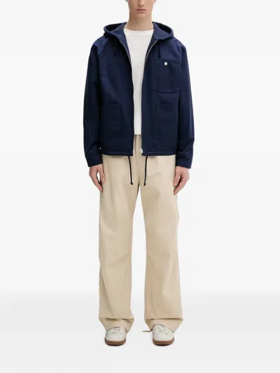 Kenzo Logo-embroidered Zip-up Jacket In Blue