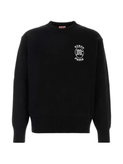 Kenzo Black Cotton Sweater In Animal Print