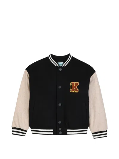 Kenzo Kids' Logo-patch Bomber Jacket In Black