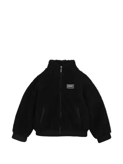 Kenzo Kids' Logo-patch Fleece Jacket In Black