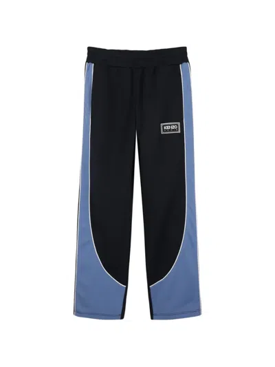 Kenzo Kids' Logo-patch Track Pants In Blue