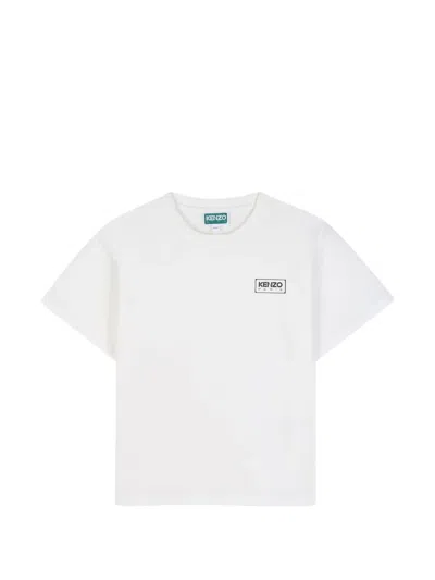 Kenzo Kids' Logo-print Crew-neck T-shirt In White