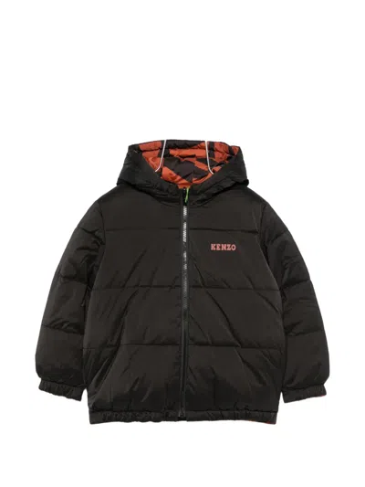 Kenzo Kids' Logo-print Hooded Puffer Jacket In Black