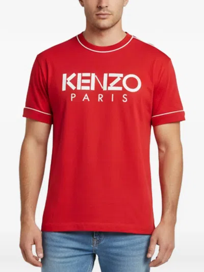 Pre-owned Kenzo Logo-print Jersey T-shirt In Red