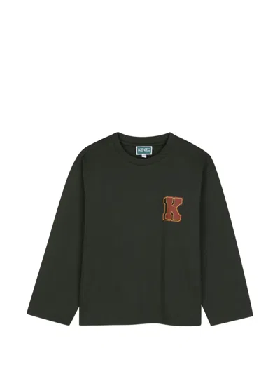 Kenzo Kids' Logo-print Long-sleeved T-shirt In Blue