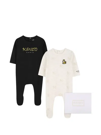 Kenzo Babies' Logo-print Monogram-pattern Pajamas In Multi