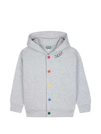 Kenzo Kids' Logo-print Patch-detail Hoodie In Gray